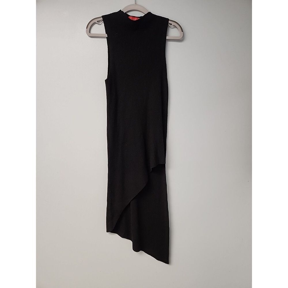 Philanthropy Womens XS Sleeveless Cashmere Blend Black Maxi Dress Hi Lo Hem